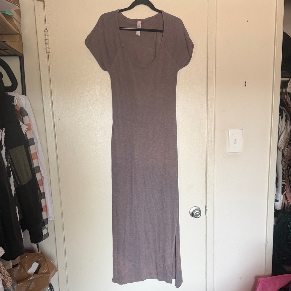 Free People M Scoop-Neck Maxi Dress - Taupe
